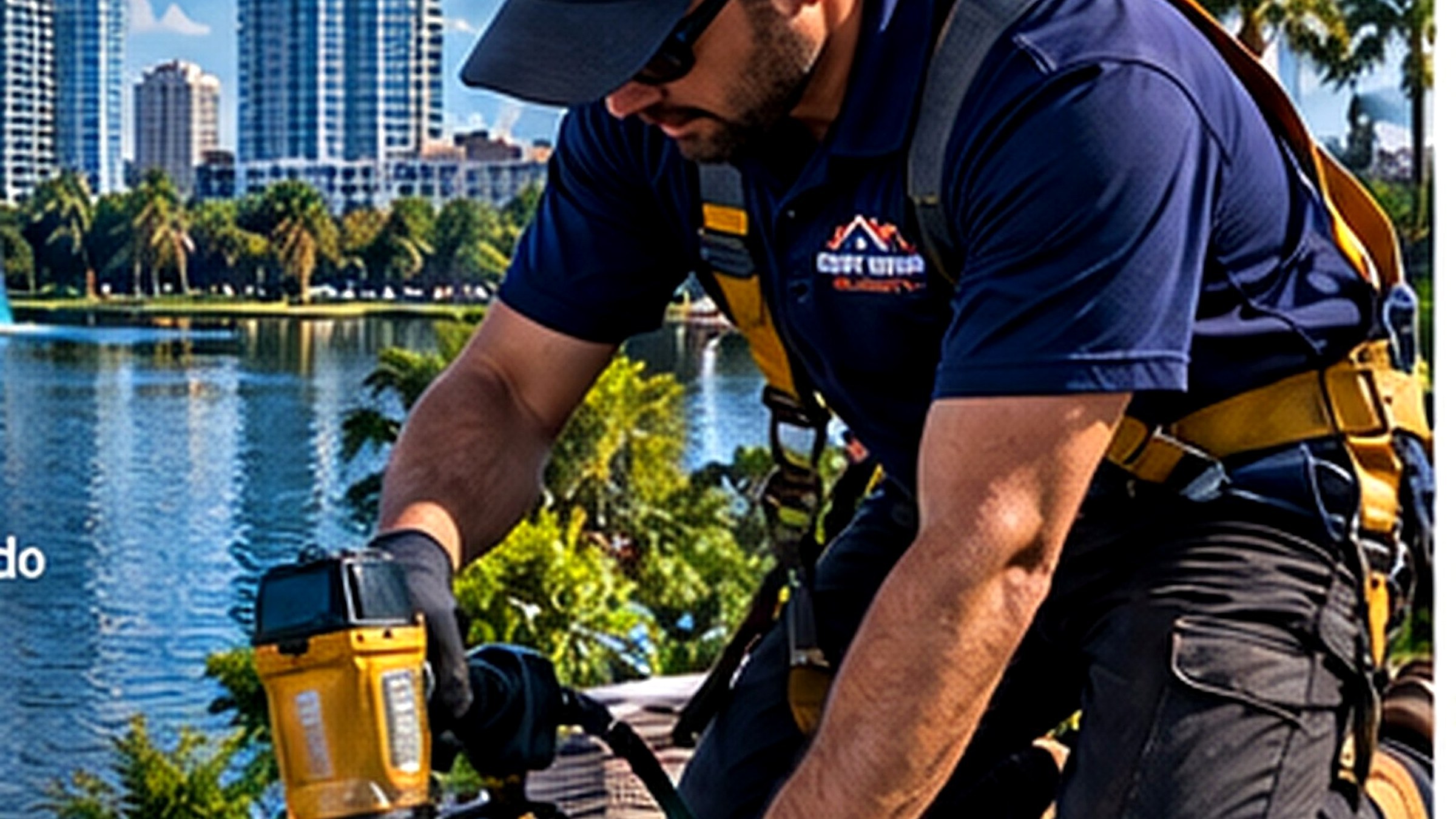 Illustrative Roof Repair Technician role portrait for Orlando roofing service, geotagged to Orlando FL